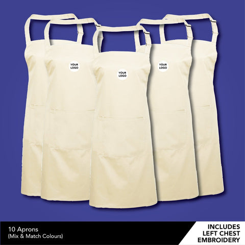 10 Premier 'Colours' Bib Apron with Pocket PR154 bundle - Bangor Signage, Print & Embroidery