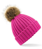 Beechfield Faux Fur Pop Pom Chunky Beanie - BB412 - Bangor Signage, Print & Embroidery