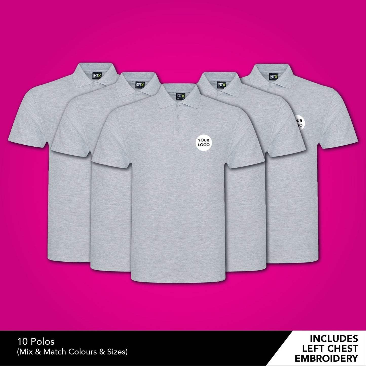 Bundle Deal 10x Pro RTX Pro Polo Shirt - Bangor Signage, Print & Embroidery