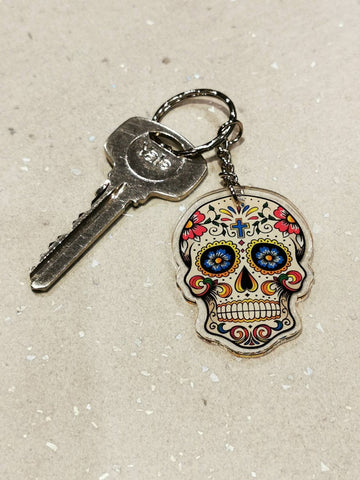 Candy skull acrylic keyring charm - Bangor Signage, Print & Embroidery