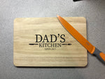 Dads kitchen wooden chopping board. Engraved cutting board. Perfect for serving cheese, bread etc. Perfect Christmas gift. - Bangor Signage, Print & Embroidery