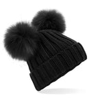 Embroidered Beechfield Faux Fur Double Pop Pom Beanie - BB414 - Bangor Signage, Print & Embroidery