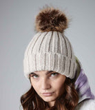 Embroidered Beechfield Faux Fur Pop Pom Chunky Beanie - BB412 - Bangor Signage, Print & Embroidery