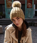 Embroidered Beechfield Faux Fur Pop Pom Chunky Beanie - BB412 - Bangor Signage, Print & Embroidery