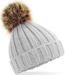 Embroidered Beechfield Faux Fur Pop Pom Chunky Beanie Infant - BB412A - Bangor Signage, Print & Embroidery