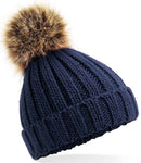 Embroidered Beechfield Faux Fur Pop Pom Chunky Beanie Infant - BB412A - Bangor Signage, Print & Embroidery