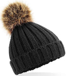 Embroidered Beechfield Faux Fur Pop Pom Chunky Beanie Infant - BB412A - Bangor Signage, Print & Embroidery