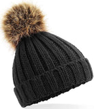 Embroidered Beechfield Faux Fur Pop Pom Chunky Beanie Infant - BB412A - Bangor Signage, Print & Embroidery