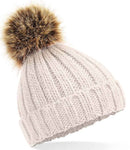 Embroidered Beechfield Faux Fur Pop Pom Chunky Beanie Infant - BB412A - Bangor Signage, Print & Embroidery