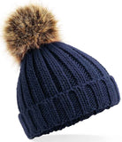 Embroidered Beechfield Faux Fur Pop Pom Chunky Beanie Junior - BB412B - Bangor Signage, Print & Embroidery