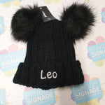 Embroidered Beechfield Junior Faux Fur Double Pop Pom Beanie - BB414B - Bangor Signage, Print & Embroidery