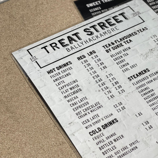 Encapsulated Restaurant Menus - Bangor Signage, Print & Embroidery