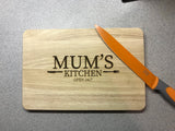 Mums kitchen wooden chopping board. Engraved cutting board. Perfect for serving cheese, bread etc. Perfect Christmas gift. - Bangor Signage, Print & Embroidery