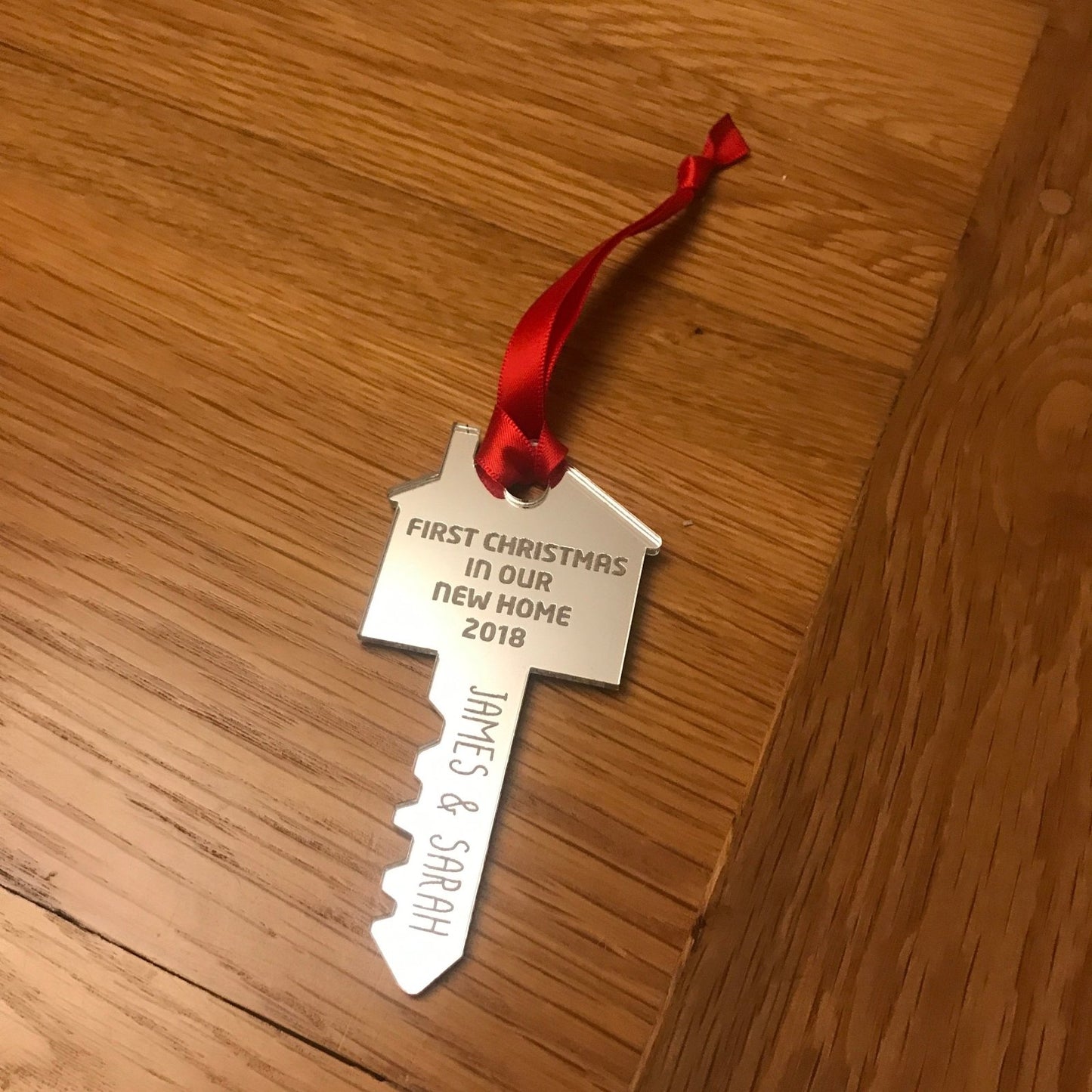 Personalised 1st Christmas in our new home mirror acrylic Bauble 2020 - Bangor Signage, Print & Embroidery