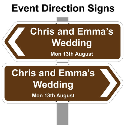 Personalised Wedding Day / Reception / Party Printed Direction signs. Aluminium Composite - Bangor Signage, Print & Embroidery