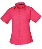 Premier Ladies Short Sleeve Poplin Blouse (12-16) - PR302 - Bangor Signage, Print & Embroidery