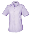 Premier Ladies Short Sleeve Poplin Blouse (12-16) - PR302 - Bangor Signage, Print & Embroidery