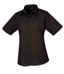 Premier Ladies Short Sleeve Poplin Blouse (12-16) - PR302 - Bangor Signage, Print & Embroidery