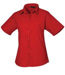 Premier Ladies Short Sleeve Poplin Blouse (12-16) - PR302 - Bangor Signage, Print & Embroidery