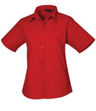 Premier Ladies Short Sleeve Poplin Blouse (12-16) - PR302 - Bangor Signage, Print & Embroidery