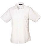 Premier Ladies Short Sleeve Poplin Blouse (12-16) - PR302 - Bangor Signage, Print & Embroidery