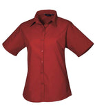 Premier Ladies Short Sleeve Poplin Blouse (12-16) - PR302 - Bangor Signage, Print & Embroidery