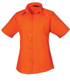 Premier Ladies Short Sleeve Poplin Blouse (12-16) - PR302 - Bangor Signage, Print & Embroidery