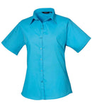 Premier Ladies Short Sleeve Poplin Blouse (12-16) - PR302 - Bangor Signage, Print & Embroidery