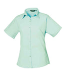 Premier Ladies Short Sleeve Poplin Blouse (12-16) - PR302 - Bangor Signage, Print & Embroidery