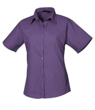 Premier Ladies Short Sleeve Poplin Blouse (12-16) - PR302 - Bangor Signage, Print & Embroidery