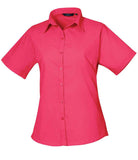 Premier Ladies Short Sleeve Poplin Blouse (22-26) - PR302 - Bangor Signage, Print & Embroidery