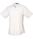 Premier Ladies Short Sleeve Poplin Blouse (22-26) - PR302 - Bangor Signage, Print & Embroidery