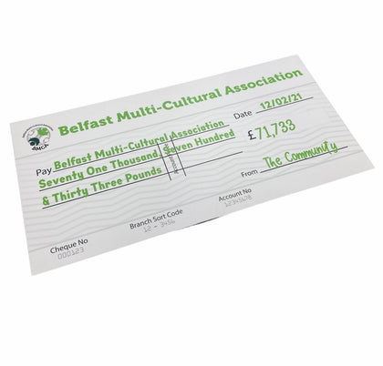 Presentation cheques - Bangor Signage, Print & Embroidery