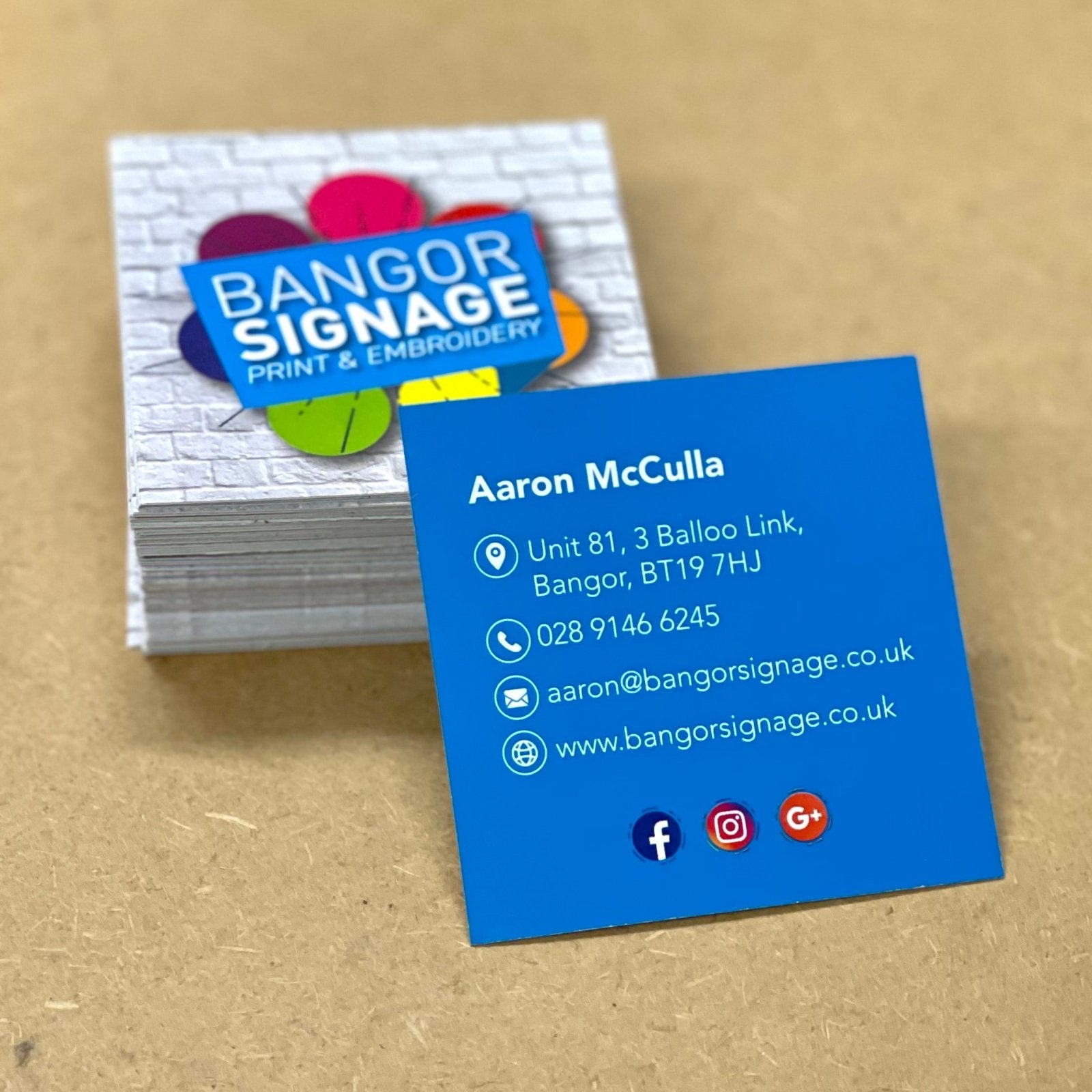 Square Business Cards - Bangor Signage, Print & Embroidery