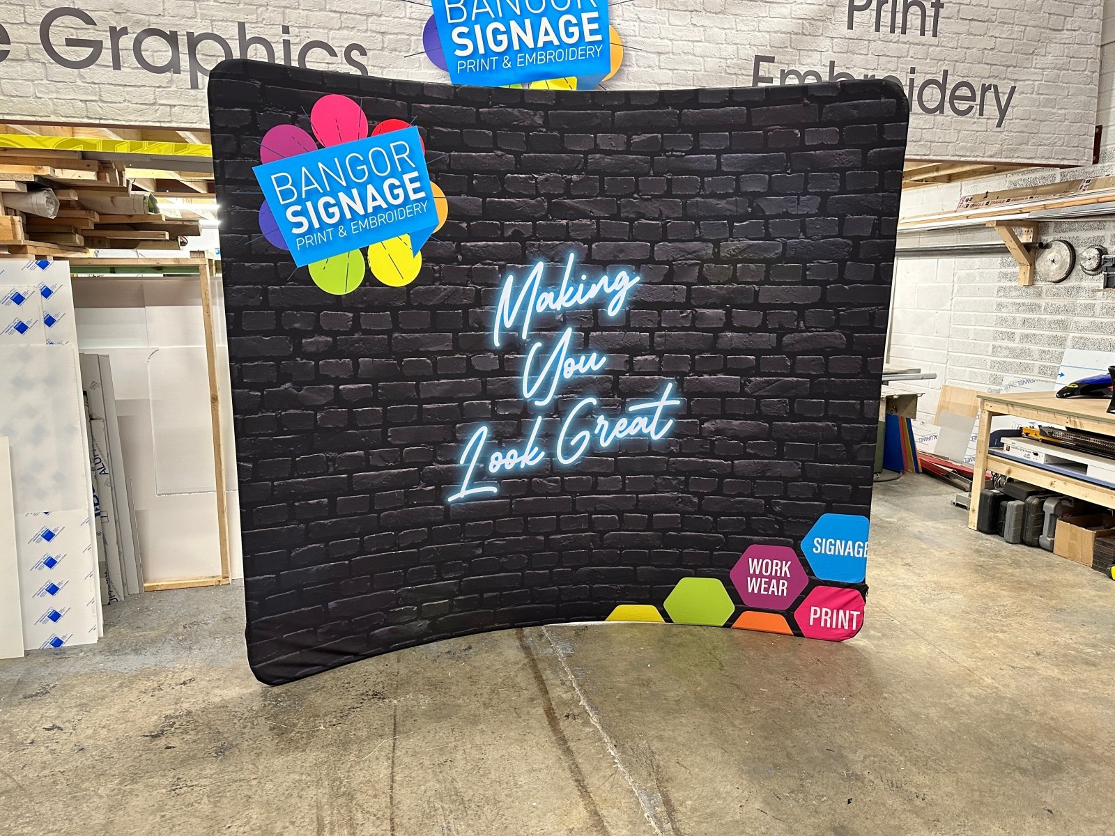 Stretch Fabric Curved wall – Bangor Signage, Print & Embroidery